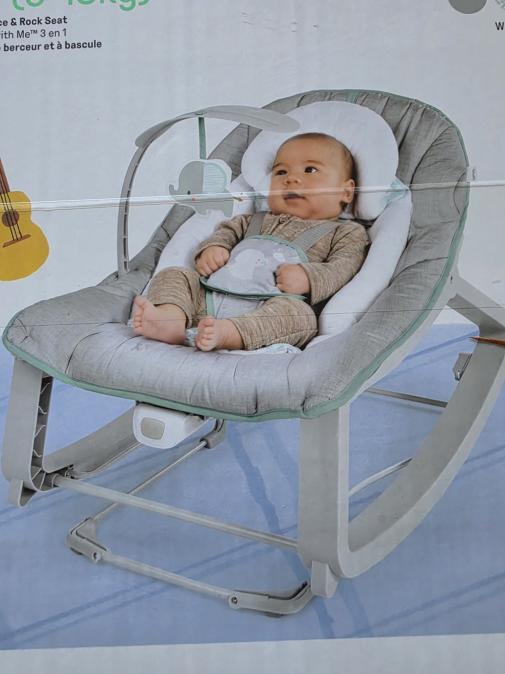 Baby Rocker Seat - Gray with Mint Trim